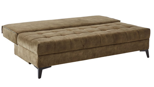 Schlafsofa Restyl aus Stoff in Dunkelgrün Schlafsofa Talia A grüner Bezug 2-6862 & schwarze Metallfüße