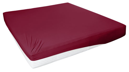 Spannbettlaken H. g. hahn haustextilien® aus Stoff in Dunkelrot HAHN Spannbettlaken für Wasser- und Boxspringmatratzen bordeauxroter Baumwolljersey - ca. 150 x 200 cm