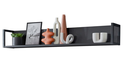 Wandregal MIVIVO aus Holz in Dunkelgrau MIVIVO Wohnmöbel Juno - Wandregal Grau - Länge ca. 150 cm