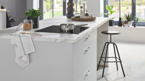 Einbauküche Nobilia® aus Holz in Hellgrau nobilia® Einbauküche Laser mit Einbaugeräten Seidengrau - zweiteilig