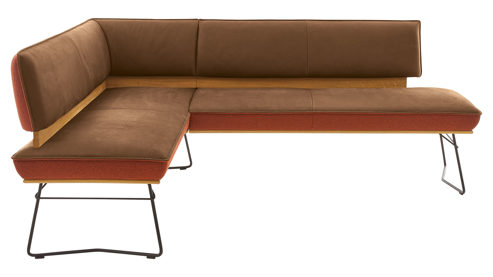 Eckbank Koinor aus Leder in Braun KOINOR Dining System - Eckbank muskatfarbenes Leder India & cognacfarbener Loden 39 - Stellfläche ca. 162 x 217 cm