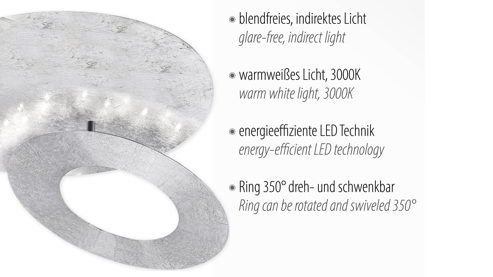 Deckenleuchte Paul neuhaus aus Metall in Silber Paul Neuhaus LED-Deckenleuchte Nevis silberfarbenes, gehämmertes Metall – Durchmesser ca. 27 cm