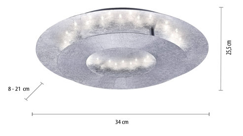 Deckenleuchte Paul neuhaus aus Metall in Silber Paul Neuhaus LED-Deckenleuchte Nevis silberfarbenes, gehämmertes Metall – Durchmesser ca. 27 cm