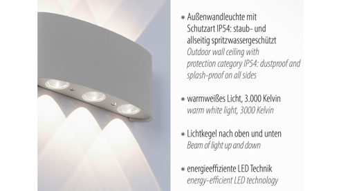 Wandleuchte Paul neuhaus aus Metall in Metallfarben Paul Neuhaus Außen-Wandleuchte Carlo silberfarbener Aluguss – halbrund, Länge ca. 17 cm