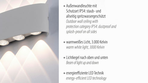 Wandleuchte Paul neuhaus aus Metall in Metallfarben Paul Neuhaus Außen-Wandleuchte Carlo silberfarbener Aluguss – halbrund, Länge ca. 28 cm