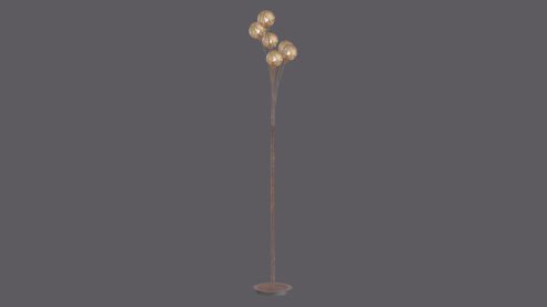 Stehleuchte Paul neuhaus aus Metall in Metallfarben Paul Neuhaus Greta - Stehlampe bzw. Deckenfluter Rost- & goldfarbener Stahl – Höhe ca. 184 cm