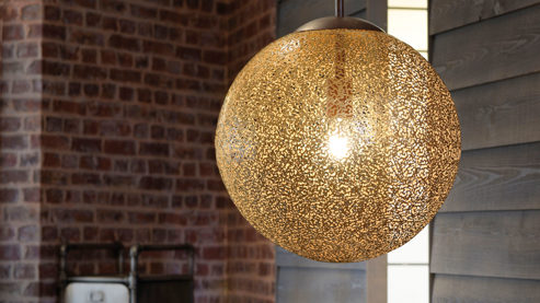 Pendelleuchte Paul neuhaus aus Metall in Metallfarben Paul Neuhaus Greta - Hängelampe rost- & goldfarbener Stahl – Durchmesser ca. 40 cm