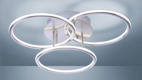 Deckenleuchte Paul neuhaus aus Metall in Metallfarben Paul Neuhaus Q®-NEVIO - Deckenlampe Stahl & weißes Acrylglas – Durchmesser ca. 56 cm