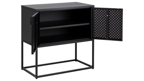 Sideboard Actona group aus Metall in Schwarz Metallmöbel Newton - Sideboard schwarzer Stahl - zwei Türen, Länge ca. 82 cm