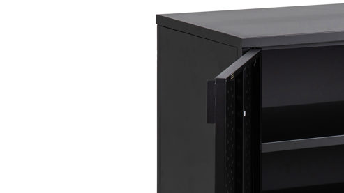 Sideboard Actona group aus Metall in Schwarz Metallmöbel Newton - Sideboard schwarzer Stahl - zwei Türen, Länge ca. 82 cm