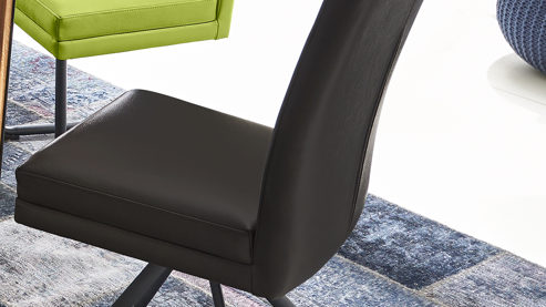 Vierfußstuhl laVie aus Leder in Dunkelgrau laVie Color-Line - Polsterstuhl schiefergraues Leder Napoli 989 & schwarzes Eisen