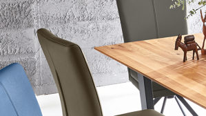 Schwingstuhl laVie aus Leder in Dunkelgrün laVie Schwingstuhl bzw. Freischwinger Color-Line olivgrünes Leder Napoli 985 & schwarzes Eisen