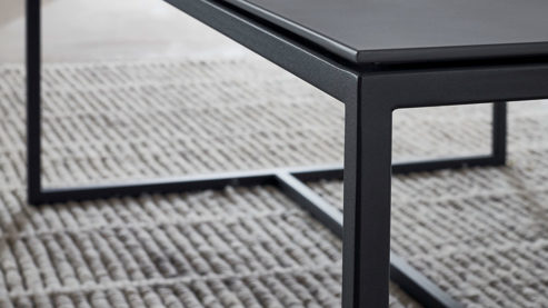 Couchtisch Wöstmann markenmöbel aus Holz in Dunkelgrau WÖSTMANN Wohnprogramm WM 2470 - Couchtisch graphitgrauer Lack & carbonfarbenes Metall - ca. 125 x 75 cm