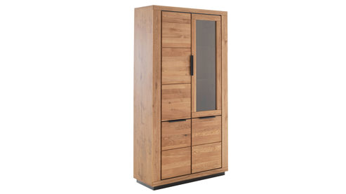 Vitrine Mca direkt aus Holz in Holzfarben Wohnprogramm Greno - Kombivitrine Wildeiche - drei Türen, Höhe ca. 200 cm