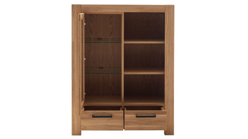 Wohnwand Mca direkt aus Holz in Holzfarben Wohnprogramm Silias - Wohnwand Wildeiche - vierteilig , Breite ca. 344 cm