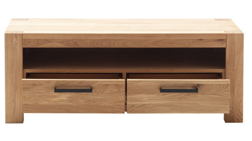 Wohnwand Mca direkt aus Holz in Holzfarben Wohnprogramm Silias - Wohnwand Wildeiche - vierteilig , Breite ca. 344 cm