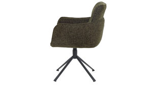 Vierfußstuhl Pro.com aus Stoff in Grün Malaga 3 - Armlehnstuhl mit Drehfunktion grüner Chenillebezug & Schwarz - ca. 59 x 86 cm