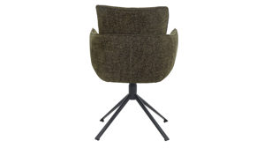 Vierfußstuhl Pro.com aus Stoff in Grün Malaga 3 - Armlehnstuhl mit Drehfunktion grüner Chenillebezug & Schwarz - ca. 59 x 86 cm