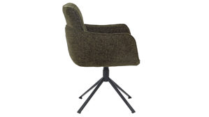 Vierfußstuhl Pro.com aus Stoff in Grün Malaga 3 - Armlehnstuhl mit Drehfunktion grüner Chenillebezug & Schwarz - ca. 59 x 86 cm