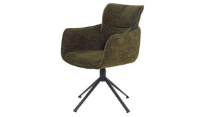Vierfußstuhl Pro.com aus Stoff in Grün Malaga 3 - Armlehnstuhl mit Drehfunktion grüner Chenillebezug & Schwarz - ca. 59 x 86 cm