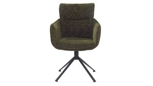 Vierfußstuhl Pro.com aus Stoff in Grün Malaga 3 - Armlehnstuhl mit Drehfunktion grüner Chenillebezug & Schwarz - ca. 59 x 86 cm
