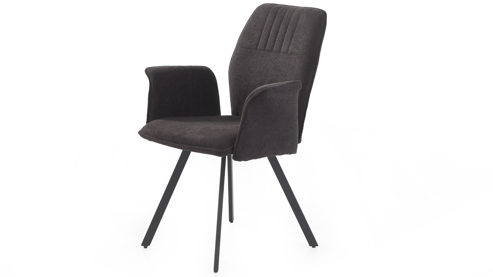 Vierfußstuhl Pro.com aus Stoff in Schwarz Kelly - Armlehnenstuhl schwarzer Microfaserbezug 403.06 & Schwarz - ca. 61 x 88 cm