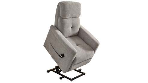 Relaxsessel Pro.com aus Stoff in Grau Dallas - Relaxsessel mit Aufstehhilfe grauer Chenillebezug 449.19 & schwarzes Metallgestell