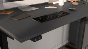 Schreibtisch Germania aus Holz in Dunkelgrau Schreibtisch Jet Graphit & Schwarz - höhenverstellbar, Breite ca. 158 cm