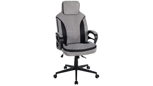 Bürostuhl Duo collection aus Stoff in Grau Chefsessel Sandro grauer Bezug & schwarzes Drehkreuz