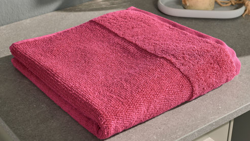 Handtuch Interliving aus Naturfaser in Pink Interliving Handtuch Serie 9108 - Handtuch pinke Baumwolle  - ca. 60 x 110 cm