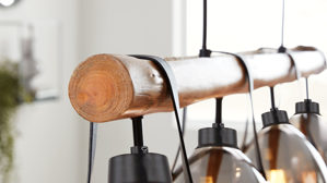 Pendelleuchte Interliving aus Glas in Grau Interliving Leuchten Serie 9332 - Hängeleuchte Rauchglas & Mattschwarz – Länge ca. 100 cm