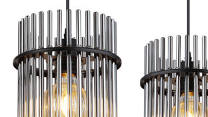 Pendelleuchte Globo lighting aus Glas in Schwarz GLOBO Hängeleuchte Gorley rauchfarbenes Glas & Metall – Länge ca. 110 cm