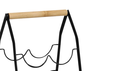 Weinregal Zeller present aus Metall in Schwarz Weinregal schwarzes Metall & Bambus