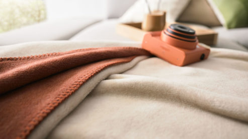 Wohndecke Interliving aus Mischgewebe in Orange Interliving Wohndecke Serie 9104 Rotfuchs & Feder – ca. 150 x 200 cm