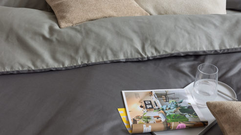 Bettwäsche-Set Interliving aus Stoff in Anthrazit Interliving Bettwäsche Serie 9128 grauer Baumwollsatin - ca. 155 x 220 cm