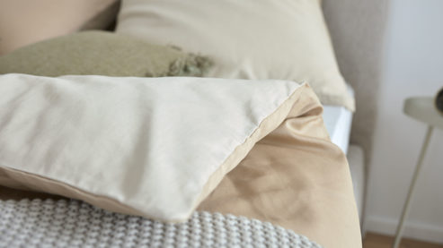 Bettwäsche-Set Interliving aus Stoff in Creme Interliving Bettwäsche Serie 9128 Baumwollsatin in Creme & Sand - ca. 135 x 200 cm