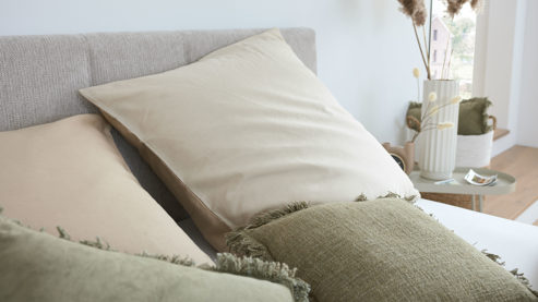 Bettwäsche-Set Interliving aus Stoff in Creme Interliving Bettwäsche Serie 9128 Baumwollsatin in Creme & Sand - ca. 155 x 220 cm