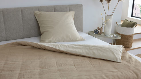 Bettwäsche-Set Interliving aus Stoff in Creme Interliving Bettwäsche Serie 9128 Baumwollsatin in Creme & Sand - ca. 155 x 220 cm