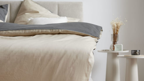 Bettwäsche-Set Interliving aus Stoff in Anthrazit Interliving Bettwäsche Serie 9128 anthrazitfarbener Baumwollsatin - ca. 135 x 200 cm