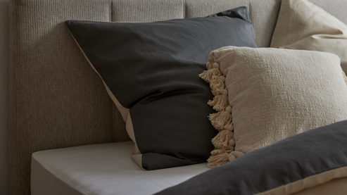 Bettwäsche-Set Interliving aus Stoff in Anthrazit Interliving Bettwäsche Serie 9128 anthrazitfarbener Baumwollsatin - ca. 155 x 220 cm