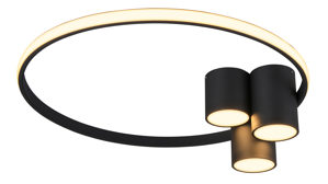 Deckenleuchte Interliving aus Holz in Schwarz Interliving Leuchten Serie 9348 - Deckenlampe schwarzes Metall - Durchmesser ca. 60 cm