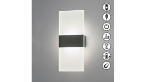 Wandleuchte Fh lighting aus Glas Metall in Schwarz FH LIGHTING Akku Leuchten Serie Magnetic schwarzes Metall & weißes Acrylglas - ca. 10 x 23 cm