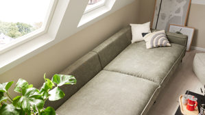 Zweisitzer Roomio® aus Stoff in Grün Roomio® No. 4102 - Zweisitzer grüner Strukturbezug Yelda & Metallfüße 908 MF - Länge ca.  192 cm