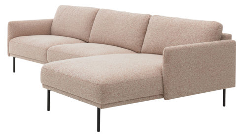 Ecksofa Roomio® aus Stoff in Rosa Roomio® No. 4104 - Ecksofa rostfarben melierter Bezug Donna & Metallfüße 1116 MFSM - Stellfläche ca.  279 x 154 cm