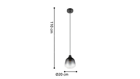 Pendelleuchte Roomio® aus Glas in Schwarz Roomio® Hängeleuchte No. 9803 schwarzes Glas - Durchmesser ca. 20 cm