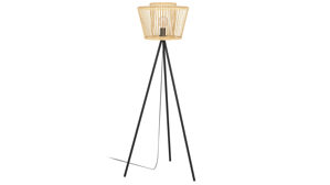 Stehleuchte Roomio® aus Holz in Holzfarben Roomio® Stehlampe No. 9804 Bambus & schwarzes Metall - Höhe ca. 130 cm