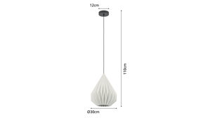 Pendelleuchte Roomio® aus Karton / Papier / Pappe in Weiß Roomio® Lampen No. 9808 - Hängelampe weißes Papier - Durchmesser ca. 30 cm