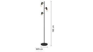 Stehleuchte Roomio® aus Karton / Papier / Pappe in Schwarz Roomio® Stehlampe No. 9809 schwarzes Metall - Höhe ca. 160  cm