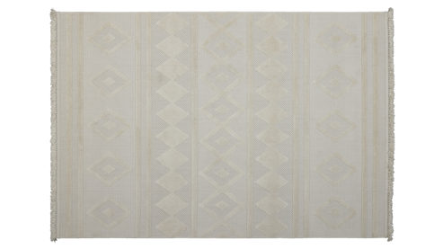 Webteppich Roomio® aus Kunstfaser in Weiß Roomio® Teppich No. 8304 cremefarbenes Rautenmuster - ca. 160 x 230 cm