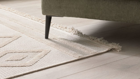 Webteppich Roomio® aus Kunstfaser in Weiß Roomio® Teppich No. 8304 cremefarbenes Rautenmuster - ca. 160 x 230 cm